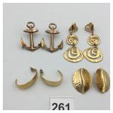 ASSORTED EARRINGS, INCLUDES ANCHOR STUD EARRINGS,