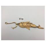 NAPIER FISH BROOCH, GOLD-TONE METAL, ARTICULATED
