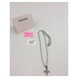 STERLING SILVER CROSS PENDANT, BOX LINK CHAIN,
