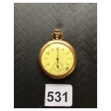 SWISS POCKET WATCH, GOLD-TONE CASE, MONOGRAMMED