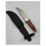 SEKIZO FIXED BLADE KNIFE, SERRATED SPINE, WOOD