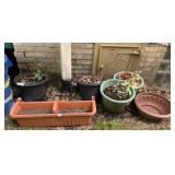 4 PLASTIC RAILING PLANTERS  AND OTHER ASSORTED
