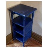 WICKER SHELF UNIT, FOUR TIERS, PAINTED BLUE