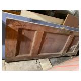 STAINED WOODEN DOOR, THREE-PANEL DESIGN, METAL