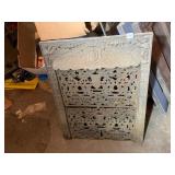 CAST IRON FIREPLACE SURROUND, ORNATE CHERUB AND