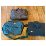 DILANA LEATHER BRIEFCASE, STRIPED FABRIC