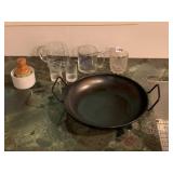 DORADO METAL PAN, GLASS MUGS, SHOT GLASSES, DISH