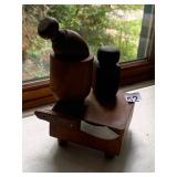 WOODEN NUTCRACKER, MORTAR AND PESTLE STYLE,