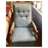 WOOD FRAME ROCKING RECLINER, BLUE TEXTURED