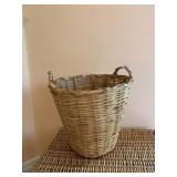 WOVEN WICKER BASKET, DUAL HANDLES, TAPERED