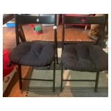 4 BLACK FOLDING CHAIRS, SLATTED BACKS,