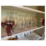 ASSORTED CLEAR GLASS VASES, VARIOUS SHAPES AND