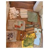 ASSORTED TEXTILES, CROCHETED DOILY, FRINGED
