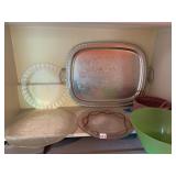 SILVER-TONE SERVING TRAY, EMBOSSED FLORAL BORDER,