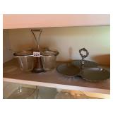 MCM CONDIMENT SERVER, GLASS INSERTS, METAL STAND,