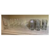 ASSORTED DRINKWARE, STEMMED GLASSES, FROSTED