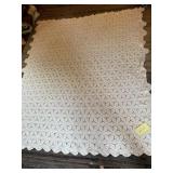 CROCHETED BEDSPREAD, GEOMETRIC PATTERN, SCALLOPED