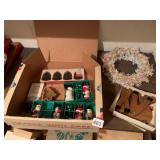 ASSORTED MOLDED WAX FIGURES, FLOATING CANDLES,