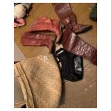 LEATHER WESTERN BOOTS, WOVEN STRAW TOTE BAG,