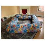 LARGE FLOOR CUSHION, FLORAL PATTERN, STRIPED