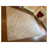 LARGE WOVEN AREA RUG, GEOMETRIC LOG CABIN