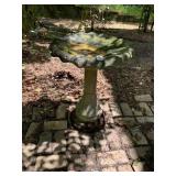 CONCRETE BIRD BATH, SCALLOPED BASIN, PEDESTAL