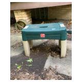 STEP 2 PLASTIC STOOL, TWO-TONE GREEN AND TAN