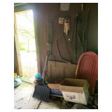 HAND TOOLS, BOW SAW, PLASTIC SLED, CARDBOARD