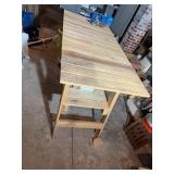 HAND-BUILT WOODEN WORKBENCH, SLATTED TOP, LOWER