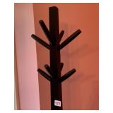 BLACK WOODEN COAT RACK, FREESTANDING, MULTIPLE