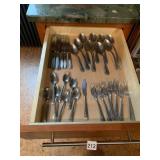 ROYAL STAINLESS FLATWARE, FLORAL MOTIF HANDLES,
