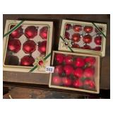 PYRAMID CHRISTMAS ORNAMENT SETS, RED GLASS BALLS,