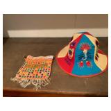 FOLK ART HAT, EMBROIDERED ANIMAL MOTIFS, BEADED