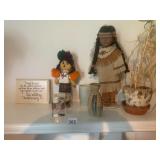 DOLLS, TRADITIONAL CLOTHING, ETCHED GLASS BLOCK,