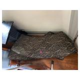 CURVED UPHOLSTERED CUSHIONS, LEAF PATTERN FABRIC,