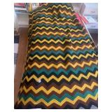 HAND-CROCHETED AFGHAN, ZIG-ZAG PATTERN,