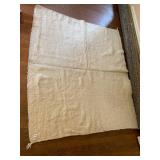 HAND-WOVEN WOOL RUG, CREAM COLOR, FRINGED ENDS,