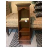 WOODEN DISPLAY STOOL, TALL NARROW PROFILE, THREE