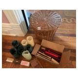 WICKER BASKET W/ HINGED LID, ASSORTED TAPER