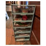 PLASTIC STORAGE DRAWER UNIT, FIVE CLEAR DRAWERS,