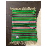 WOVEN TEXTILE RUNNER, VIBRANT GREEN GROUND,