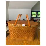 REDMON PICNIC BASKET, WOVEN CONSTRUCTION, WOODEN