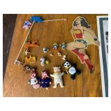 ASSORTED MINIATURE FIGURES, FELT DOLLS, PANDA