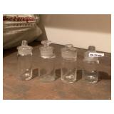 APOTHECARY JARS, CLEAR GLASS, GROUND GLASS
