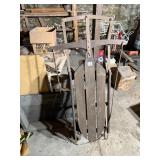 WOODEN SLED, METAL RUNNERS, ROPE PULL, STEERING