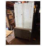 WOODEN CABINET, TWO-TIERED, PAINTED FINISH,