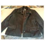 KASPER BLACK COAT, STAR LAPEL PIN.