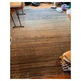 WOVEN RAG RUG, MULTICOLORED STRIPED PATTERN,