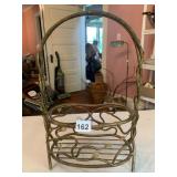 METAL WINE BOTTLE HOLDER, GOLD-TONE FINISH,