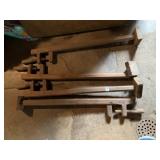 VINTAGE WOODEN BAR CLAMPS, SCREW-TYPE ADJUSTMENT